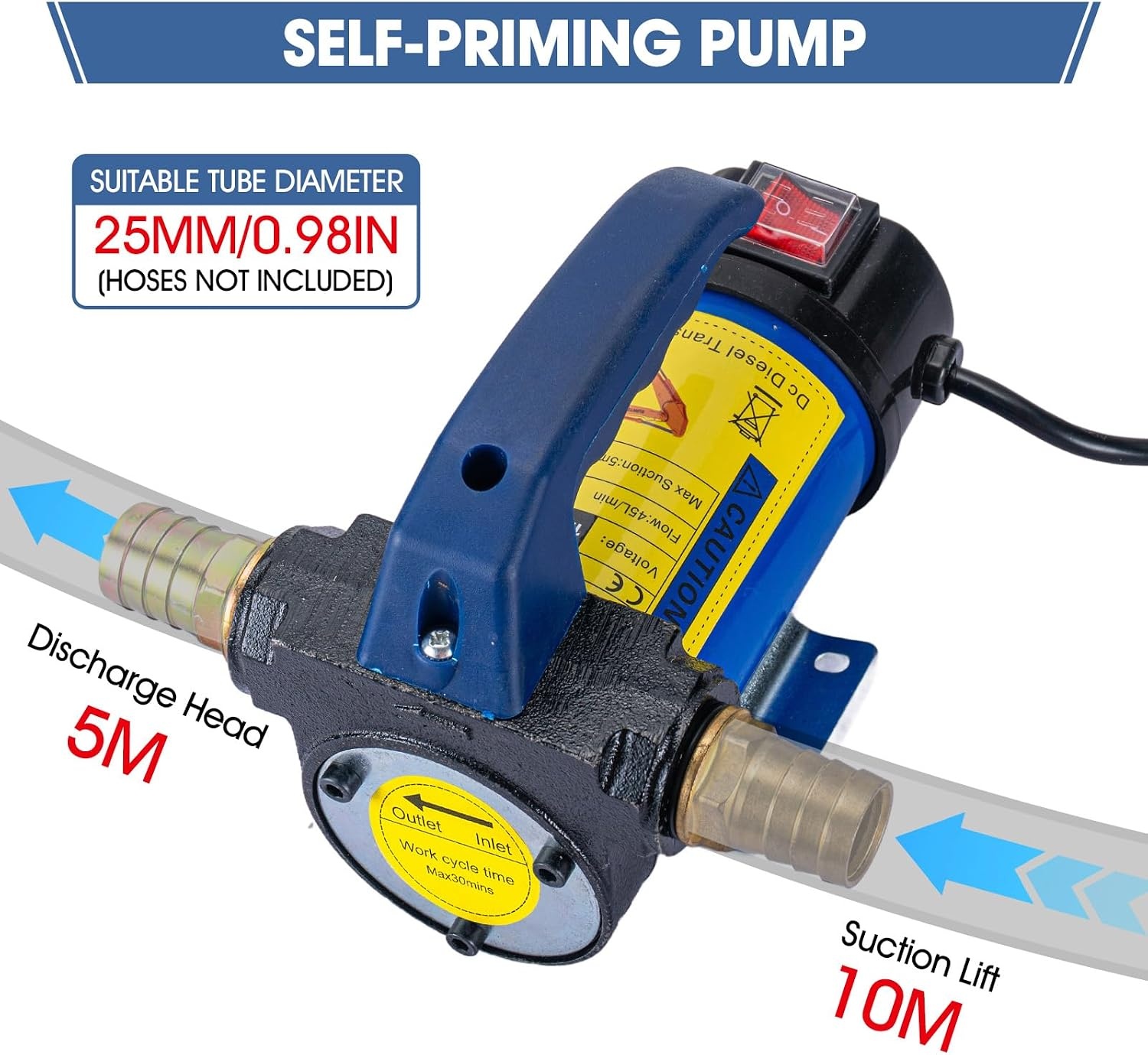 Diesel Transfer Pomp 12V 260W 45L/Min - 29% Korting!