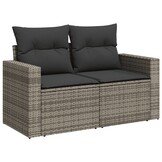 vidaXL Tuinbank 2-zits Poly Rattan Grijs met Kussens - 47% Korting