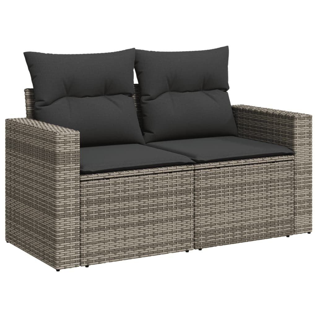 vidaXL Tuinbank 2-zits Poly Rattan Grijs met Kussens - 47% Korting
