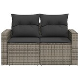 vidaXL Tuinbank 2-zits Poly Rattan Grijs met Kussens - 47% Korting