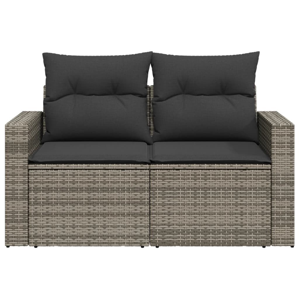 vidaXL Tuinbank 2-zits Poly Rattan Grijs met Kussens - 47% Korting