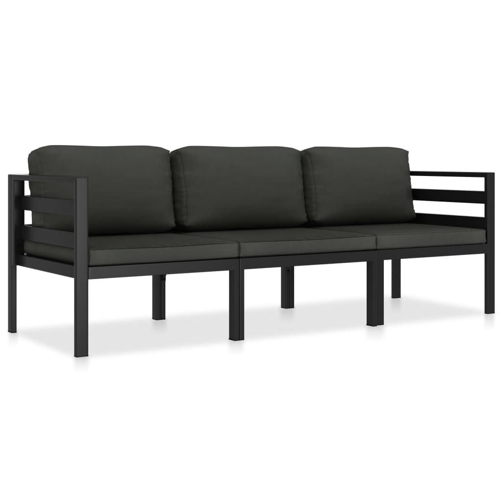 vidaXL 3-delige Loungeset Aluminium Antraciet met Kussens - 35% Korting