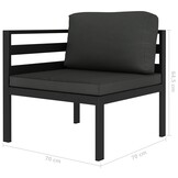 vidaXL 3-delige Loungeset Aluminium Antraciet met Kussens - 35% Korting