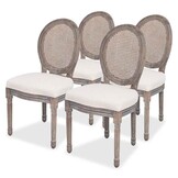 4 Crèmekleurige Eetkamerstoelen van Stof met 55% Korting
