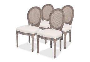 VidaXL Eetkamerstoelen, 4 stuks, stof, crèmekleurig, 70% korting