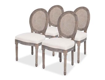 4 Crèmekleurige Eetkamerstoelen van Stof met 55% Korting