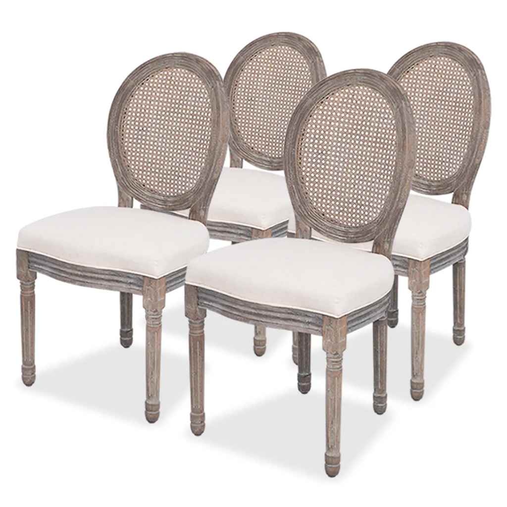 4 Crèmekleurige Eetkamerstoelen van Stof met 55% Korting