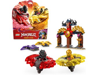 LEGO NINJAGO Spinjitzu drakenstrijdpakket met 2 Minifiguren, Vliegende Elementen en Launchers, Ninja Speelgoed voor 6 jaar en Ouder, Cadeau voor Kinderen en Dragons Rising Fans 71826