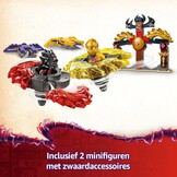 LEGO NINJAGO Spinjitzu drakenstrijdpakket met 2 Minifiguren, Vliegende Elementen en Launchers, Ninja Speelgoed voor 6 jaar en Ouder, Cadeau voor Kinderen en Dragons Rising Fans 71826