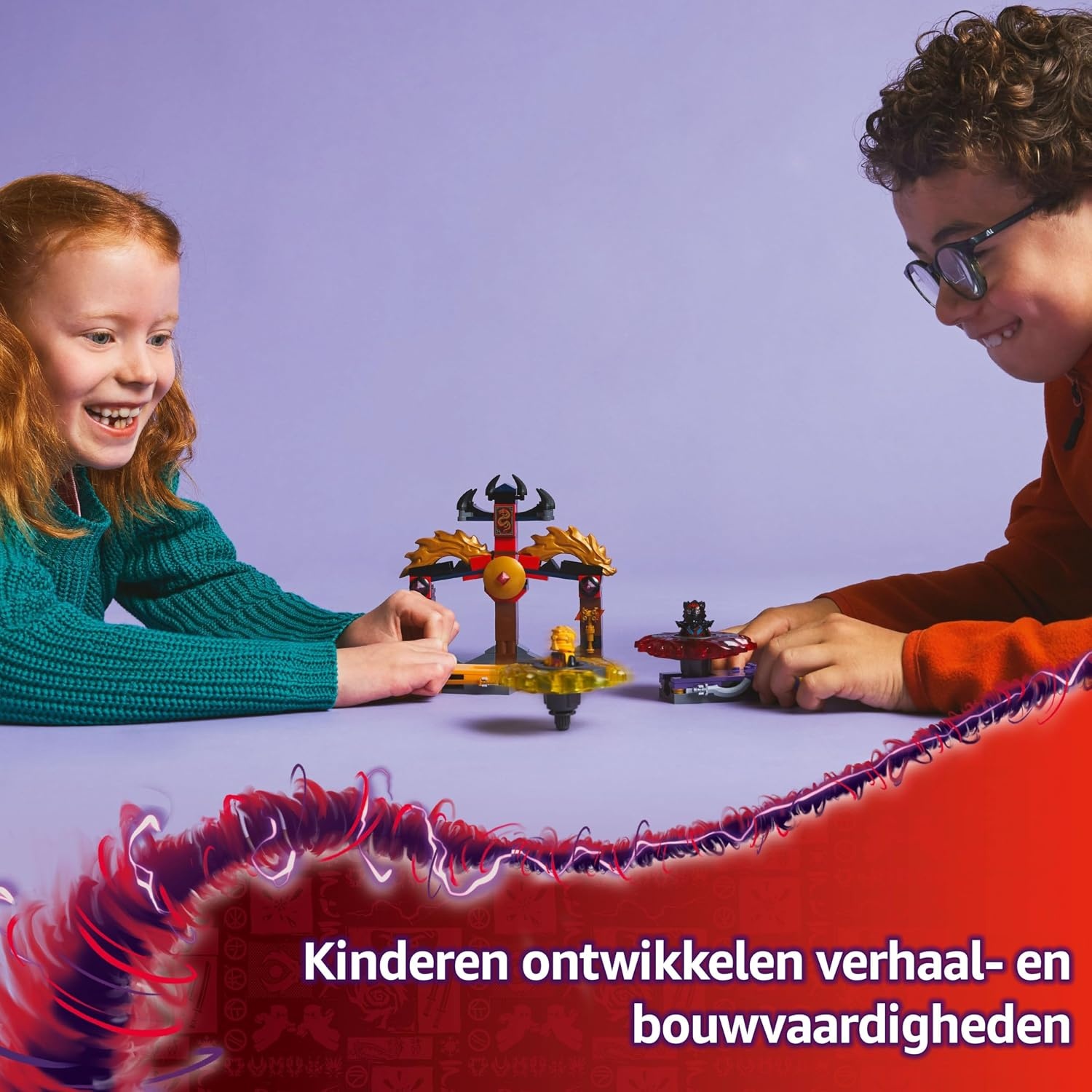 LEGO NINJAGO Spinjitzu drakenstrijdpakket met 2 Minifiguren, Vliegende Elementen en Launchers, Ninja Speelgoed voor 6 jaar en Ouder, Cadeau voor Kinderen en Dragons Rising Fans 71826