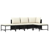 vidaXL 5-delige Loungeset met kussens poly rattan zwart
