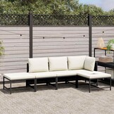 vidaXL 5-delige Loungeset met kussens poly rattan zwart