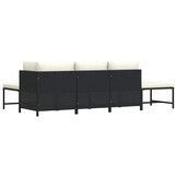 vidaXL 5-delige Loungeset met kussens poly rattan zwart