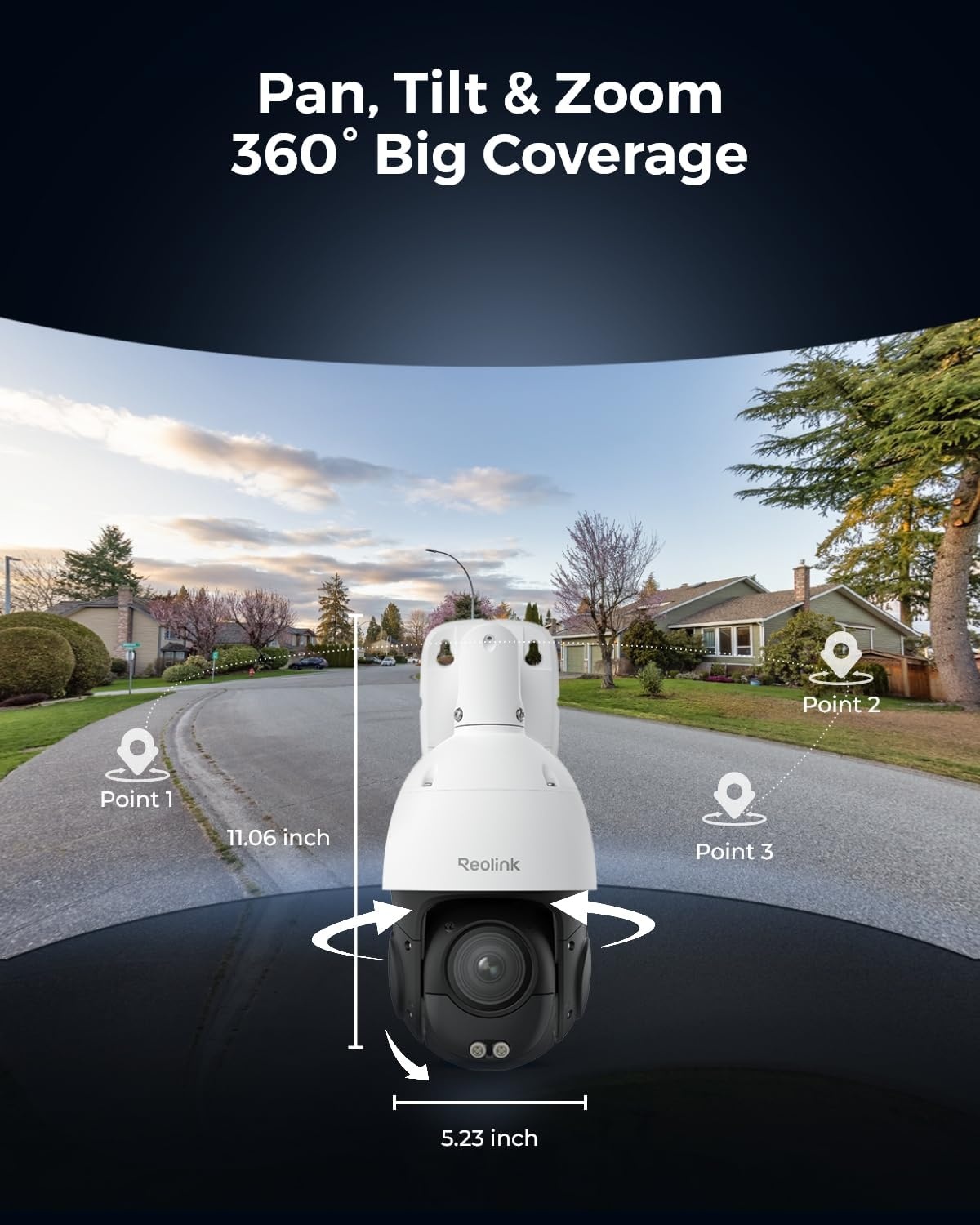 Reolink Slimme 4K/8MP UHD PTZ Dome Beveiligingscamera met Cutting-Edge 16X 3D Optische Zoom, Kleuren Nachtzicht, Persoon/Voertuig/Dier Detectie, Twee-Weg Audio, 24/7 Opname, RLC-823S2