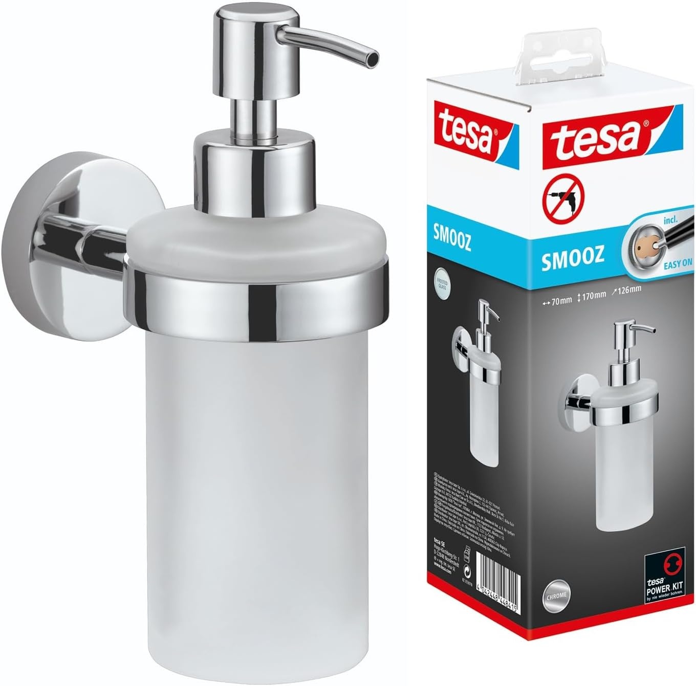 tesa SMOOZ Zeepdispenserset - 200 ml - 70 mm x 170 mm x 126 mm