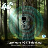 WOLFANG 4G LTE mobiele wildcamera, landelijke 4G LTE, 2K 36MP mobiele trailcamera met APP-bediening, super nachtzicht, 2.0'TFT-display, 0.2s trigger, bewegingsgeactiveerd, waterdicht