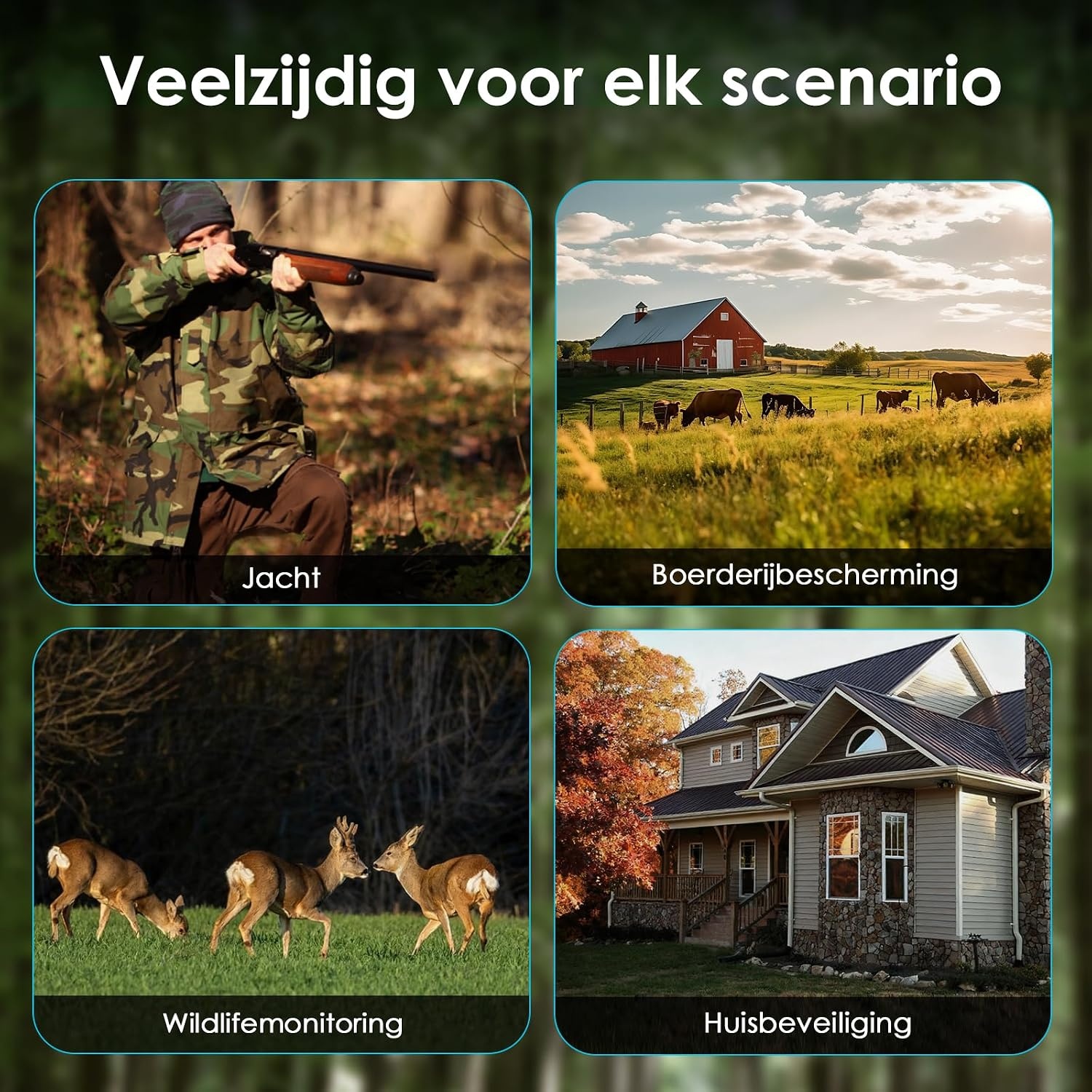 WOLFANG 4G LTE mobiele wildcamera, landelijke 4G LTE, 2K 36MP mobiele trailcamera met APP-bediening, super nachtzicht, 2.0'TFT-display, 0.2s trigger, bewegingsgeactiveerd, waterdicht