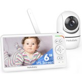 HelloBaby Babyfoon 15,2 cm (6") Wereldprime IPS-scherm 30 uur batterij, veilig geen WiFi, pan-tilt videocamera met nachtzicht, VOX, 2-weg communicatie, 305 meter, draagbare video audio monitor ideaal