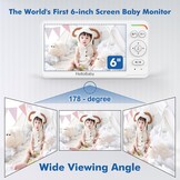 HelloBaby Babyfoon 15,2 cm (6") Wereldprime IPS-scherm 30 uur batterij, veilig geen WiFi, pan-tilt videocamera met nachtzicht, VOX, 2-weg communicatie, 305 meter, draagbare video audio monitor ideaal