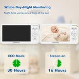 HelloBaby Babyfoon 15,2 cm (6") Wereldprime IPS-scherm 30 uur batterij, veilig geen WiFi, pan-tilt videocamera met nachtzicht, VOX, 2-weg communicatie, 305 meter, draagbare video audio monitor ideaal
