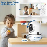 HelloBaby Babyfoon 15,2 cm (6") Wereldprime IPS-scherm 30 uur batterij, veilig geen WiFi, pan-tilt videocamera met nachtzicht, VOX, 2-weg communicatie, 305 meter, draagbare video audio monitor ideaal