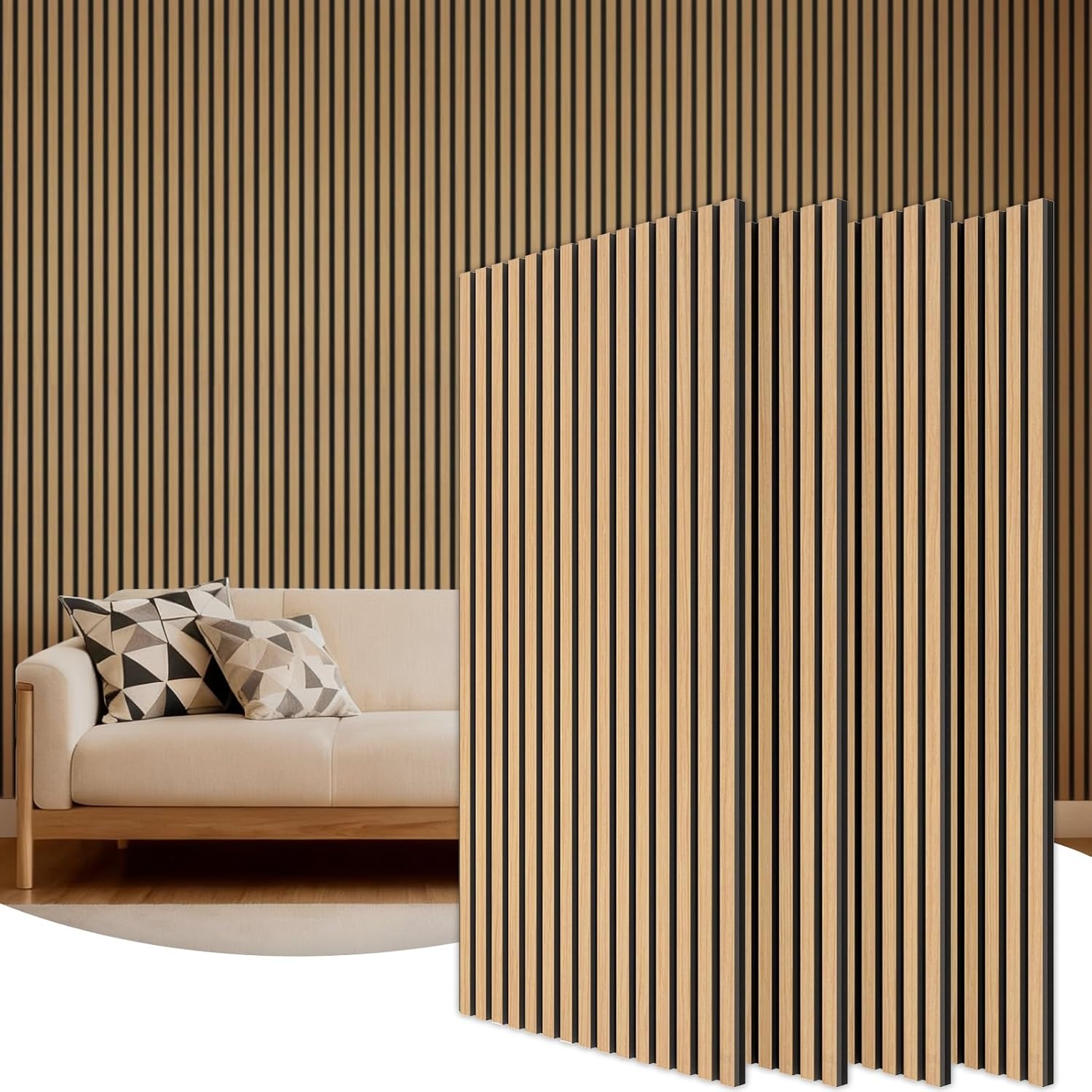 TONOR Houten wandpanelen voor binnenwanddecoratie, 4 stuks, 120 × 60 cm - Maat 4 Pak