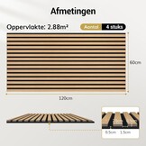 TONOR Houten wandpanelen voor binnenwanddecoratie, 4 stuks, 120 × 60 cm - Maat 4 Pak