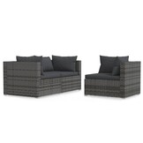 Loungeset met Kussens Poly Rattan Grijs - 61% Korting