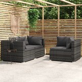 Loungeset met Kussens Poly Rattan Grijs - 61% Korting