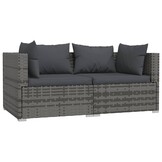 Loungeset met Kussens Poly Rattan Grijs - 61% Korting