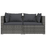 Loungeset met Kussens Poly Rattan Grijs - 61% Korting