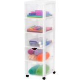 Iris Ohyama, Toren, Ladekast, Kunststof opbergorganizer met ergonomisch handvat, 5L, 5 laden, met wielen, BPA-vrij, Kantoor, Slaapkamer, Woonkamer, DDDC-005, zwart