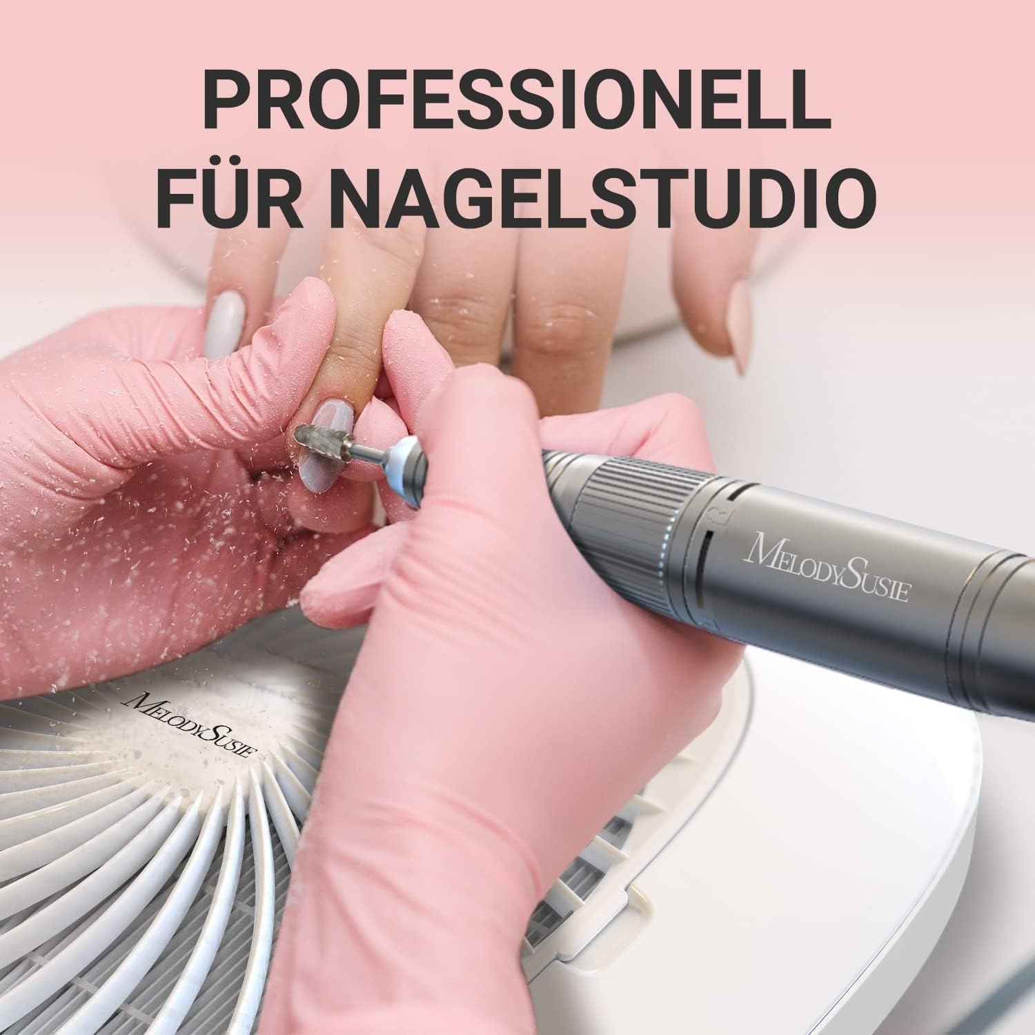 MelodySusie Stofafzuiging, nagelstudio, nagelstofzuiger met filter en nagelfrees, elektrisch 30.000 omw/min, stofafzuiging voor nagels, stille stofzuiger voor professioneel nageldesign manicure pedicure
