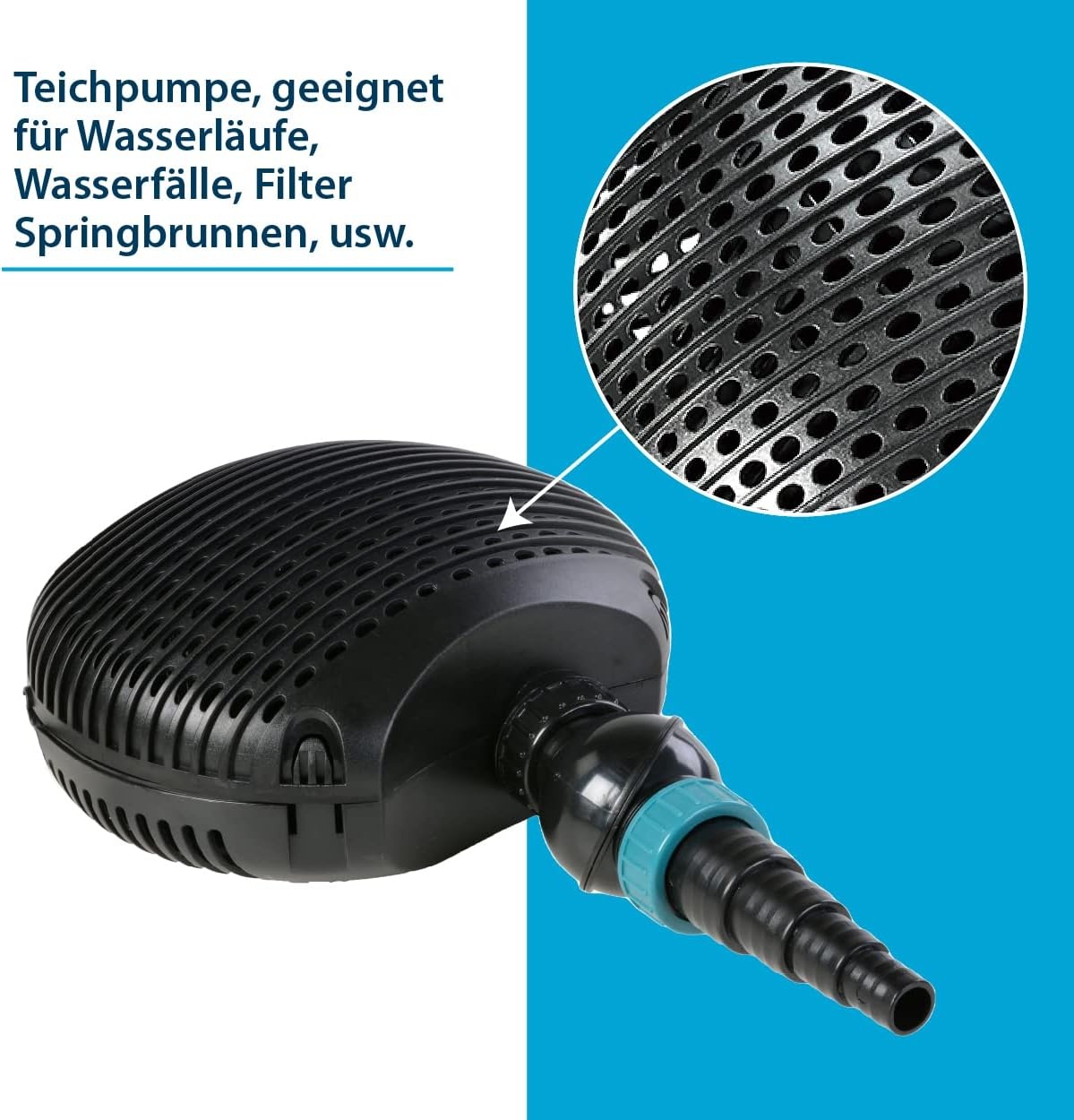 AquaForte EC 10.000 filter-/vijverpomp, 68 watt, debiet 10.000 liter per uur, opvoerhoogte 4,5 meter, kabellengte 10 meter, geschikt voor beekjes, watervallen, fonteinen, etc.