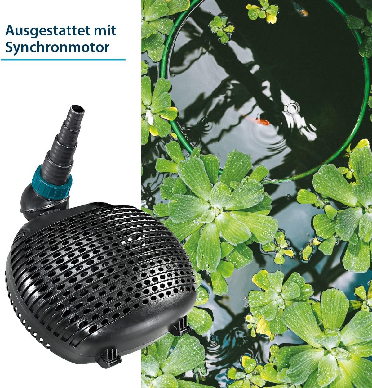 AquaForte EC 10.000 filter-/vijverpomp, 68 watt, debiet 10.000 liter per uur, opvoerhoogte 4,5 meter, kabellengte 10 meter, geschikt voor beekjes, watervallen, fonteinen, etc.