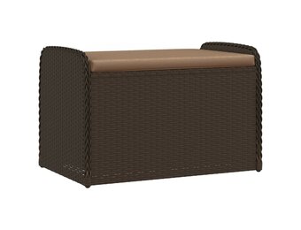 vidaXL Opbergbankje met kussen 80x51x52 cm poly rattan bruin