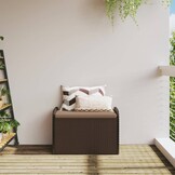 vidaXL Opbergbankje met kussen 80x51x52 cm poly rattan bruin