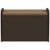 vidaXL Opbergbankje met kussen 80x51x52 cm poly rattan bruin