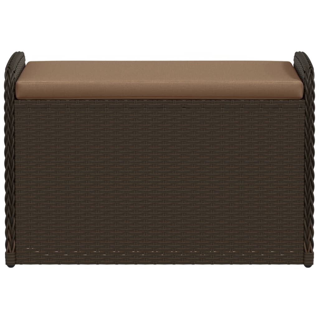 vidaXL Opbergbankje met kussen 80x51x52 cm poly rattan bruin