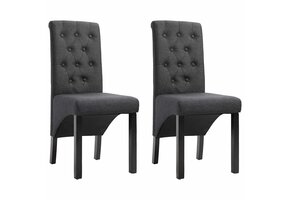 Eetkamerstoelen Donkergrijs Stof - 2 Stuks (59% Korting)