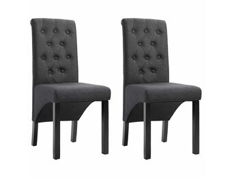 vidaXL Eetkamerstoelen 2 st stof donkergrijs