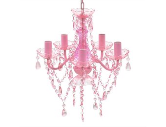 vidaXL Kristallen licht met 5 gloeilampen rosa