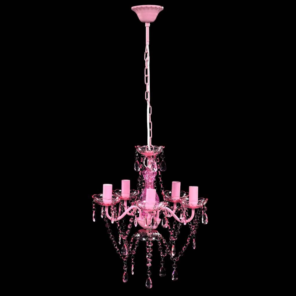 vidaXL Kristallen licht met 5 gloeilampen rosa