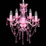 vidaXL Kristallen licht met 5 gloeilampen rosa