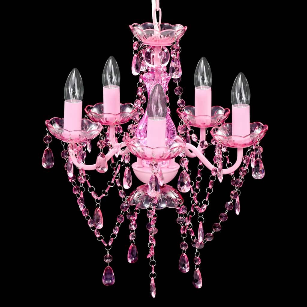vidaXL Kristallen licht met 5 gloeilampen rosa
