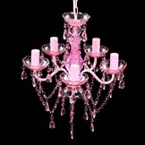 vidaXL Kristallen licht met 5 gloeilampen rosa