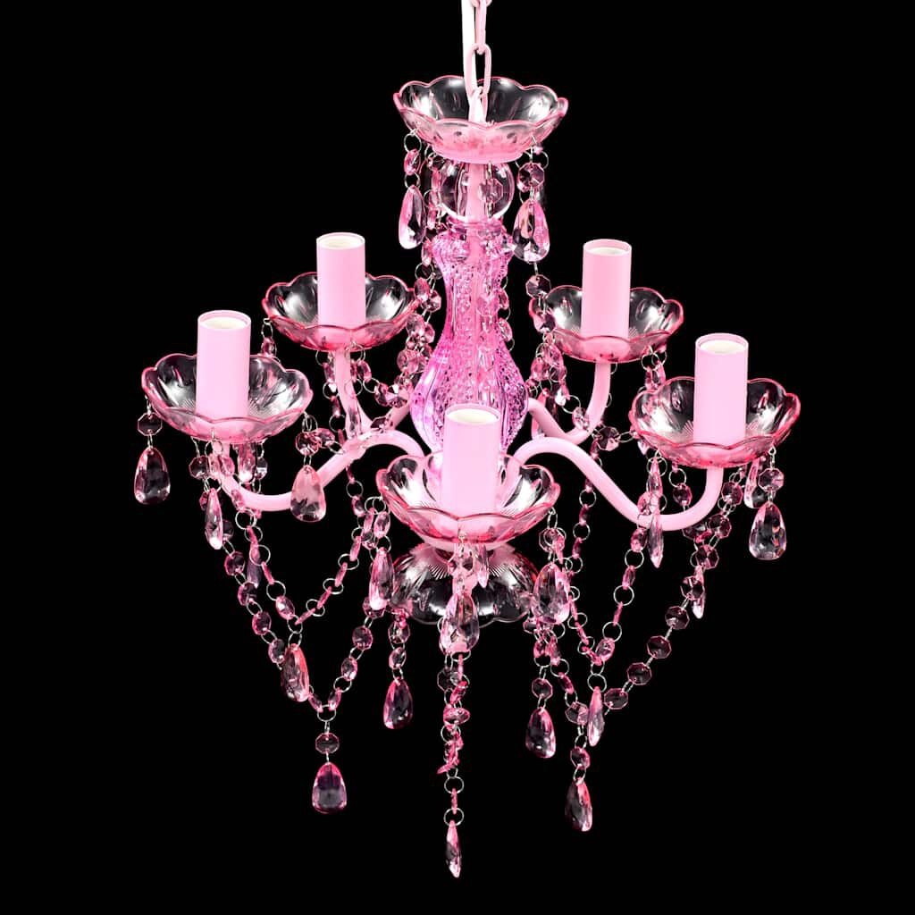 vidaXL Kristallen licht met 5 gloeilampen rosa