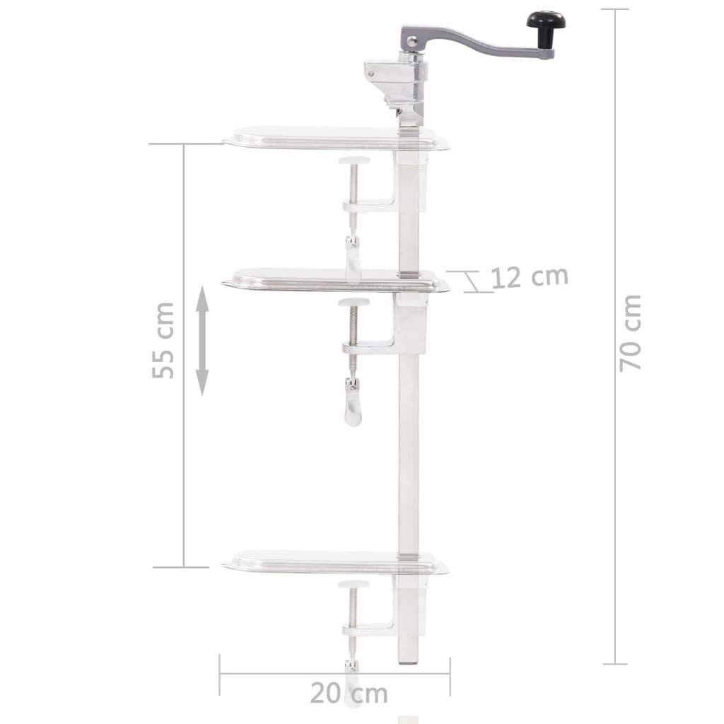 vidaXL Blikopener 70 cm aluminium en roestvrij staal zilverkleurig