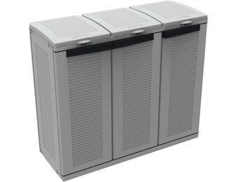 Terry, Ecocab 3 kast voor afvalscheiding, voor binnen en buiten, 3 aparte vakken, materiaal: kunststof, afmetingen: 102 x 39 x 88,7 cm
