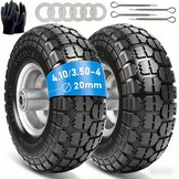 Steekwagenwielen handkarren met massieve rubberen banden - 4,10 massief rubberen banden 3,50-4, reservewielen voor steekwagen 260 x 85 mm, (16 mm wielas 2 stuks)